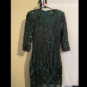 Green Sequin Mini Dress